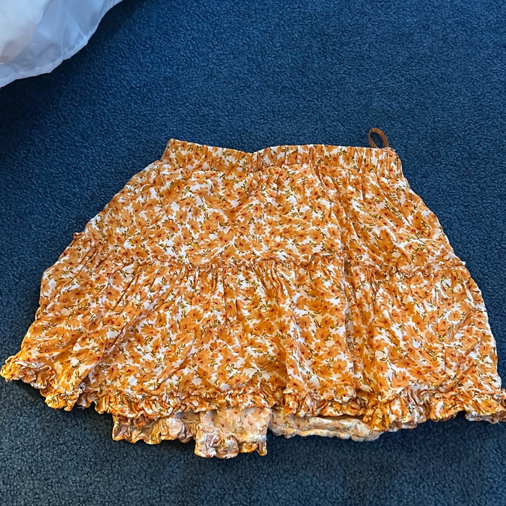 Orange floral skirt